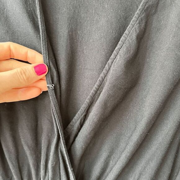 Nordstrom Black Linen Blend Sleeveless Wrap Midi Dress w/ Pockets, Size S - Picture 8 of 9